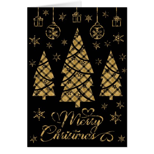 金ゴールドブラッククリスマスカットアウトの後ろのブラックプレイド (正面)