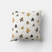 金ゴールドブラッククリスマスツリーとギフトパターン クッション (裏面)