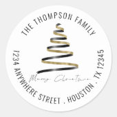 金ゴールドブラッククリスマスツリーの返品名住所 ラウンドシール (正面)