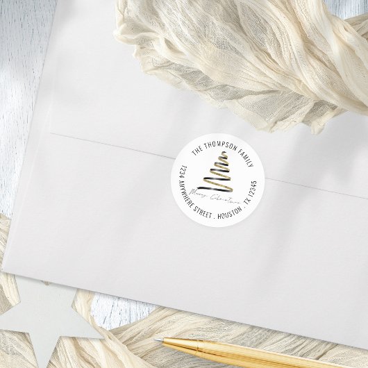 金ゴールドブラッククリスマスツリーの返品名住所 ラウンドシール