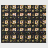 金ゴールドブラッククリスマスツリーカスタムフォト気持ち ラッピングペーパー (フラット)