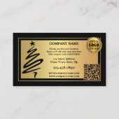 金ゴールドブラッククリスマスホリデーズサンキュー 名刺 (裏面)