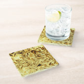 金ゴールドブラッククリンクルかわいらし ガラスコースター (アングル)