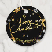 金ゴールドブラッククールメタリックスターメリークリスマス フェイバータグ (正面)