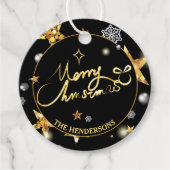 金ゴールドブラッククールメタリックスターメリークリスマス フェイバータグ (正面)