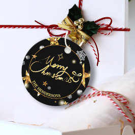 金ゴールドブラッククールメタリックスターメリークリスマス フェイバータグ
