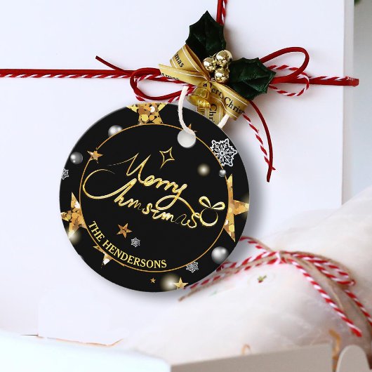 金ゴールドブラッククールメタリックスターメリークリスマス フェイバータグ