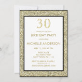 金ゴールドブラックグラマー誕生日パーティー 招待状 (正面)