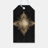 金ゴールドブラックグラムエキゾチックシックなフラワーパーティーフェイト ギフトタグ (裏面)