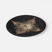 金ゴールドブラックグラムエキゾチックシックな花パーティー ペーパープレート (アングル)