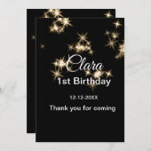 金ゴールドブラックグリッターの追加name誕生日の年tex シーズンカード (正面/裏面)