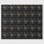 金ゴールドブラックグリッターの追加name誕生日の年tex ラッピングペーパー (フラット)