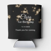 金ゴールドブラックグリッターの追加name誕生日の年tex 缶クーラー (裏面)