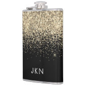 金ゴールドブラックグリッターガーリーモノグラムイニシャル フラスク (左)