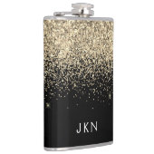 金ゴールドブラックグリッターガーリーモノグラムイニシャル フラスク (右)