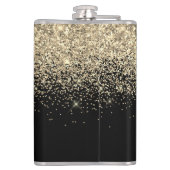 金ゴールドブラックグリッターガーリーモノグラムイニシャル フラスク (裏面)