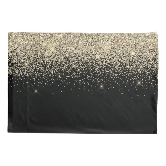 金ゴールドブラックグリッターガーリーモノグラムイニシャル 枕カバー (裏面)