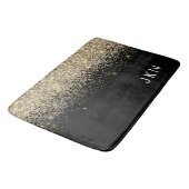 金ゴールドブラックグリッターガーリー名イニシャルモノグラム バスマット (アングル)