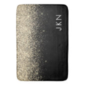 金ゴールドブラックグリッターガーリー名イニシャルモノグラム バスマット (正面縦)