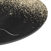 金ゴールドブラックグリッタースクリプトモノグラムガーリー名 カッティングボード (角)