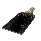 金ゴールドブラックグリッタースクリプトモノグラムガーリー名 カッティングボード (角)