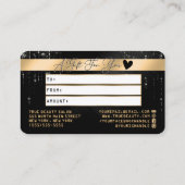 金ゴールドブラックグリッタードリップクレジットギフト証明書 名刺 (裏面)