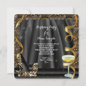 金ゴールドブラックグリッターハイヒールシャンパンパーティー 招待状 (裏面)