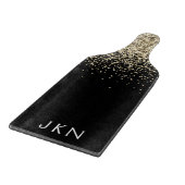 金ゴールドブラックグリッターモノグラムイニシャルモノグラム カッティングボード (角)