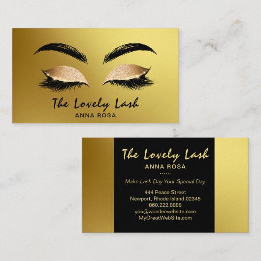 *~*金ゴールドブラックグリッターラッシュの拡張 名刺 (正面/裏面)