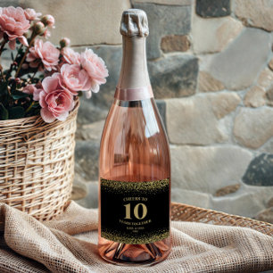 金ゴールドブラックグリッター応援から10周年 スパークリングワインラベル