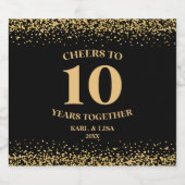 金ゴールドブラックグリッター応援から10周年 スパークリングワインラベル (シングルラベル)