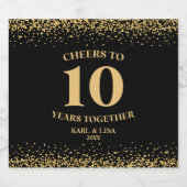 金ゴールドブラックグリッター応援から10周年 リキュールボトルラベル (シングルラベル)