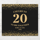 金ゴールドブラックグリッター応援から20周年 スパークリングワインラベル (シングルラベル)