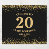 金ゴールドブラックグリッター応援から20周年 リキュールボトルラベル (シングルラベル)