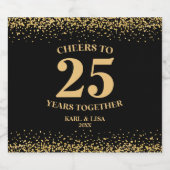 金ゴールドブラックグリッター応援から25周年 リキュールボトルラベル (シングルラベル)