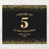 金ゴールドブラックグリッター応援～5周年 リキュールボトルラベル (シングルラベル)