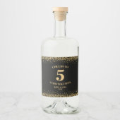 金ゴールドブラックグリッター応援～5周年 リキュールボトルラベル (正面)