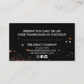 金ゴールドブラックグリッター美しいサロン割引カード 名刺 (裏面)