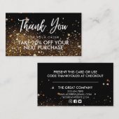 金ゴールドブラックグリッター美しいサロン割引カード 名刺 (正面/裏面)