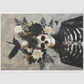 金ゴールドブラックゴシック骨格のスカルデコパージュ 薄葉紙 (正面)