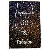 金ゴールドブラックゴールデングリッター50と素晴らしい誕生日 ミディアムペーパーバッグ (正面)