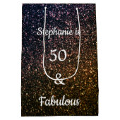 金ゴールドブラックゴールデングリッター50と素晴らしい誕生日 ミディアムペーパーバッグ (裏面)
