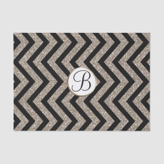 金ゴールドブラックシェブロンプリントモノグラムレターイニシャル 薄葉紙 (正面)