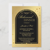 金ゴールドブラックシック紙吹雪リハーサルディナー 招待状 (正面)