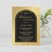 金ゴールドブラックシック紙吹雪リハーサルディナー 招待状 (スタンド正面)