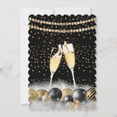 金ゴールドブラックシャンパンホリデークリスマスパーティー2 招待状 (裏面)