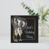 金ゴールドブラックシャンパンマンバースデーパーティー 招待状 (スタンド正面)