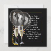 金ゴールドブラックシャンパンマンバースデーパーティー 招待状 (裏面)