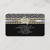 金ゴールドブラックシルバーシェブロンダイヤモンドパールフローラ 名刺 (裏面)