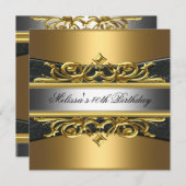 金ゴールドブラックシルバー金ゴールド40歳の誕生日パーティー 招待状 (正面/裏面)